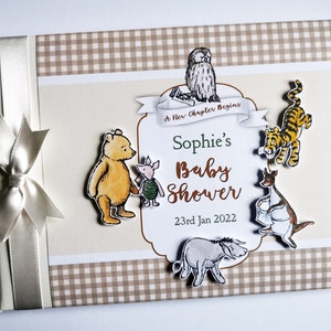 Personalised Classic Winnie the Pooh Unisex Baby Shower guest book, classic winnie the pooh scrapbook, baby shower gift - any design