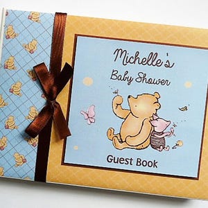 Livre d&#39;or classique personnalisé de baby shower de Winnie l&#39;ourson, cadeau de baby shower, livre d&#39;or de baby shower pour garçons, livre d&#39;anniversaire de winnie l&#39;ourson