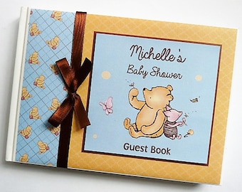 Livro de visitas personalizado do chá de bebê do Ursinho Pooh