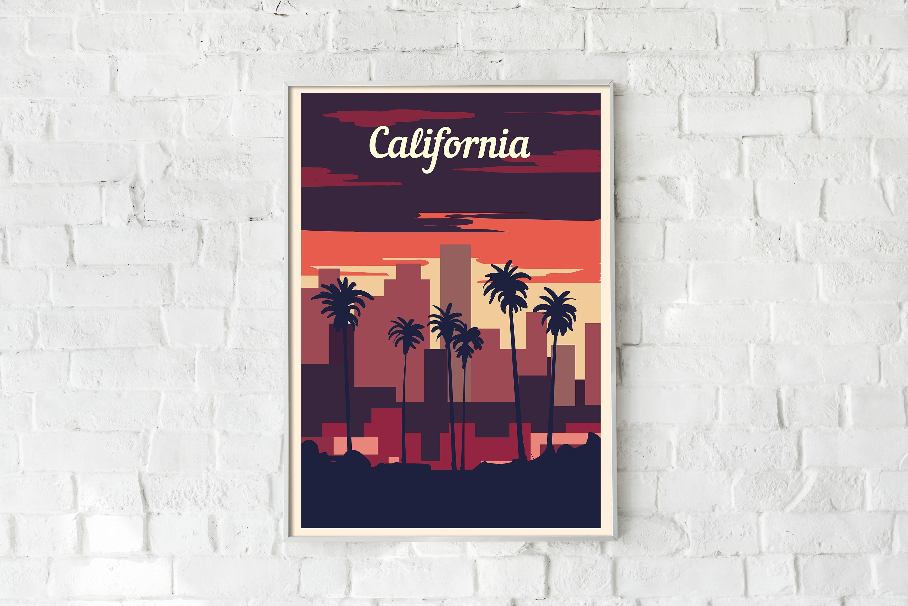 California Vintage travel poster California retro travel Etsy