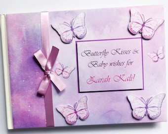 Personalized Butterfly Baby Shower Guest Book, Hardcover Album