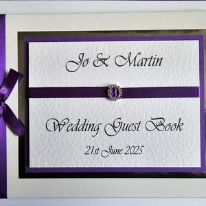 Personalised Wedding Guest Book with diamonte buckle, Cadbury Purple Wedding Guest Book, Wedding photo book, Wedding polaroid album