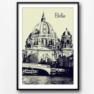 Berlin illustration print, Berlin city skyline print, Berlin sketch, home decor, Germany landmarks drawing, Berlin art print, gift