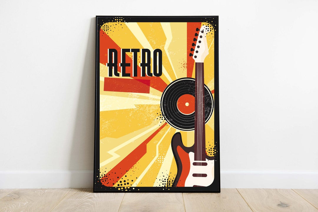 Retro Music Poster, Abstract Vintage Music Poster, Retro