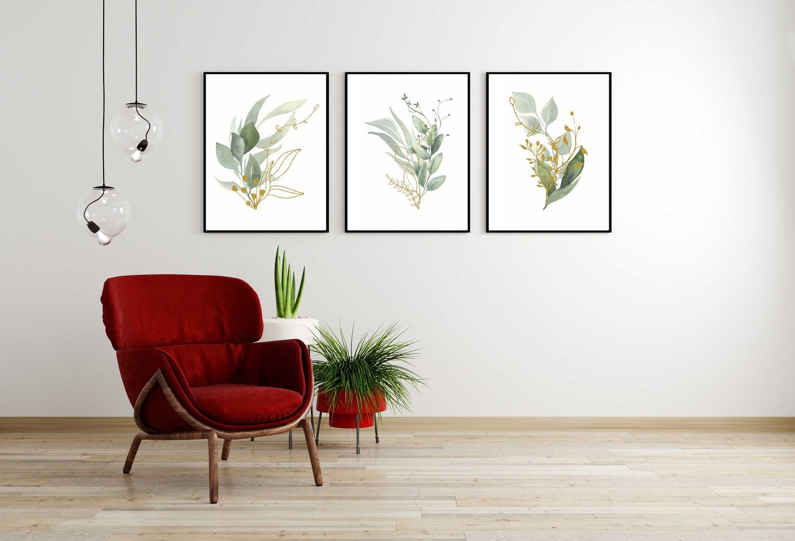 Greenery Wall Prints Botanical Wall Art Green and Gold Etsy UK