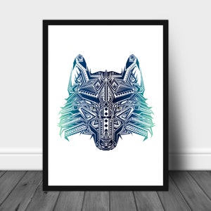 Wolf Poster, Mandala Wolf Kunstdruck, Wolf Wandkunst, Wolf Poster, Wolf Poster, Wolf Liebhaber Geschenk, Einweihungsparty Geschenk