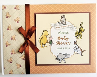Personalised Classic Winnie the Pooh Baby Shower guest book, baby shower gift, unisex baby shower guest book, winnie the pooh birthday party
