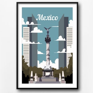 Mexiko Retro Reise Druck, Mexiko Reise Poster, Mexiko Stadt Poster, Wohnkultur, Mexiko Wandkunst, Geschenk