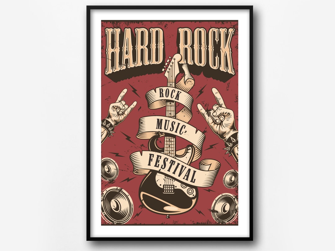 Vintage Hard Rock Festival Poster, Hard Rock Retro Print