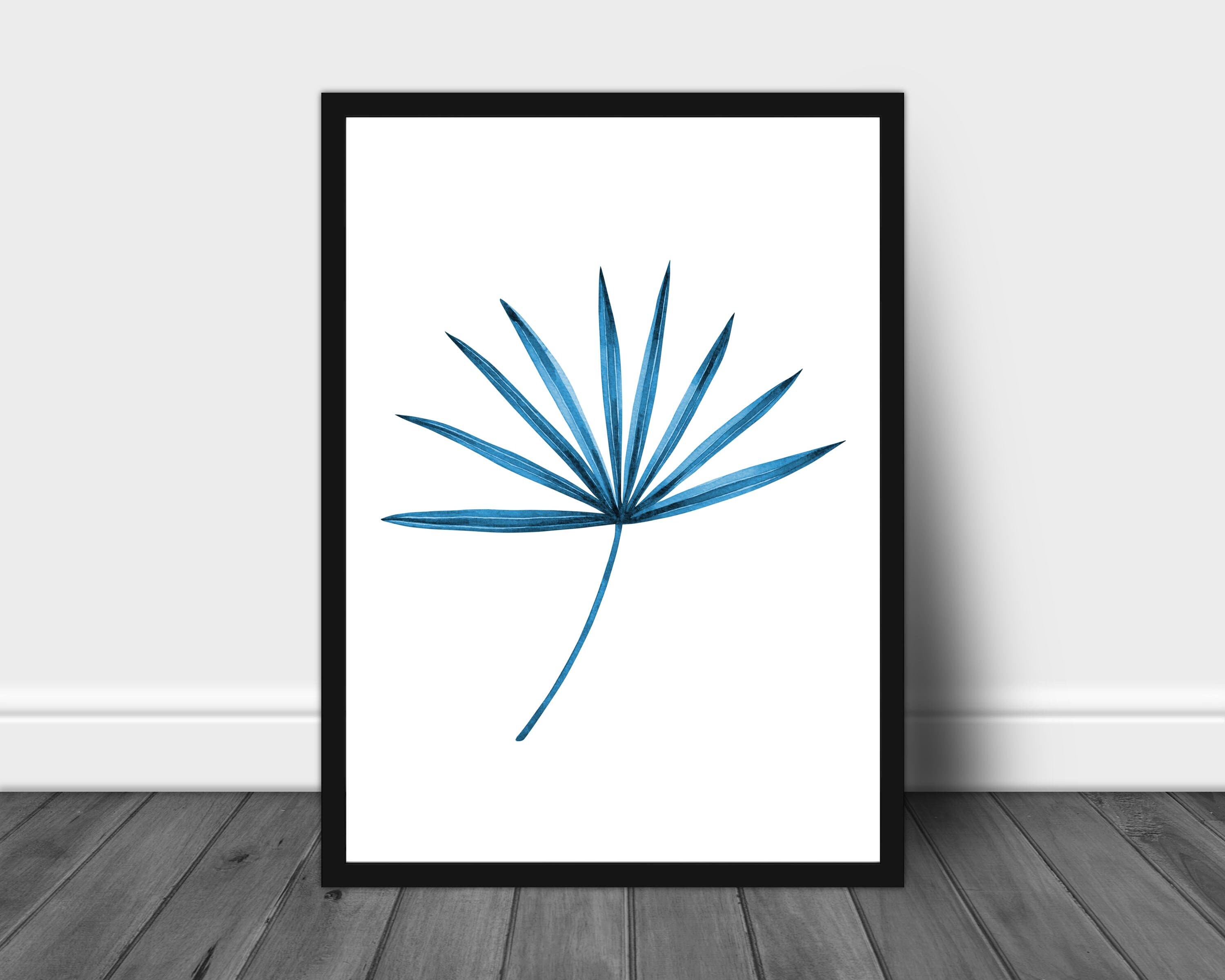 Botanical Blue Prints Monstera Wall Art Tropical Fern Leaf Etsy UK