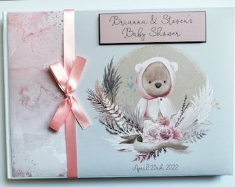 Boho Baby Bear Girl Baby Shower Guest Book: Keepsake Sign In