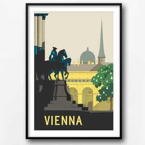Impression de voyage de Vienne, affiche de ville vintage de Vienne, affiche de voyage rétro Autriche, décor à la maison, art mural de Vienne, cadeau