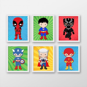 Superhelden Wandbilder, Superhelden Wandbilder, Superhelden Kinderzimmer Drucke, Kinderzimmer Superhelden Dekor, Superhelden Jungenzimmer Dekor