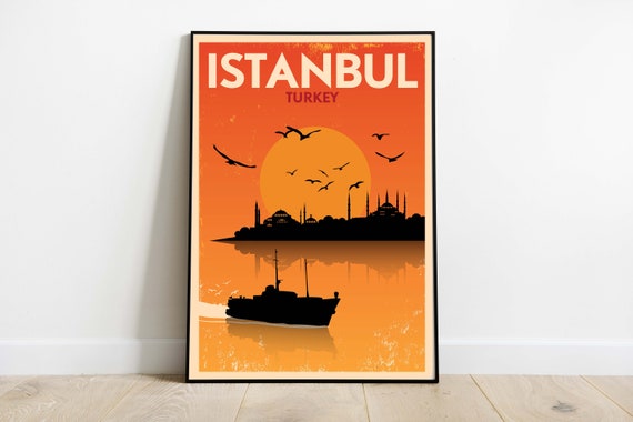 Affiche de voyage d'Istanbul, affiche de voyage rétro, impression de voyage  vintage d'Istanbul, décor à la maison, impression de mur de voyage de  Turquie, cadeau -  France