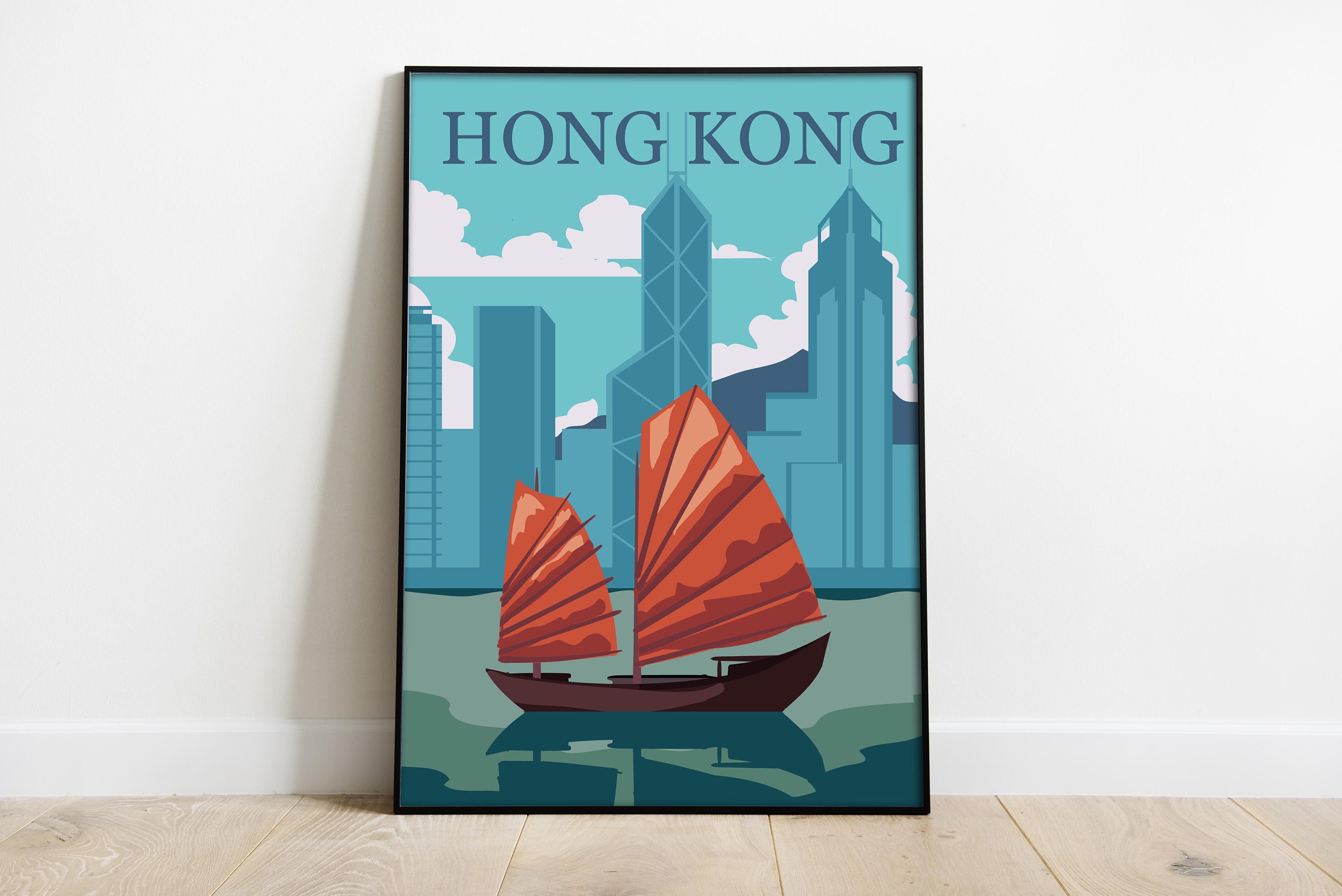 Hong Kong Travel Poster Hong Kong Retro City Poster Hong Etsy