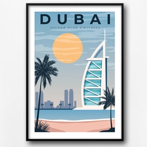 Dubai Vintage Travel Poster: Retro Wall Art Print