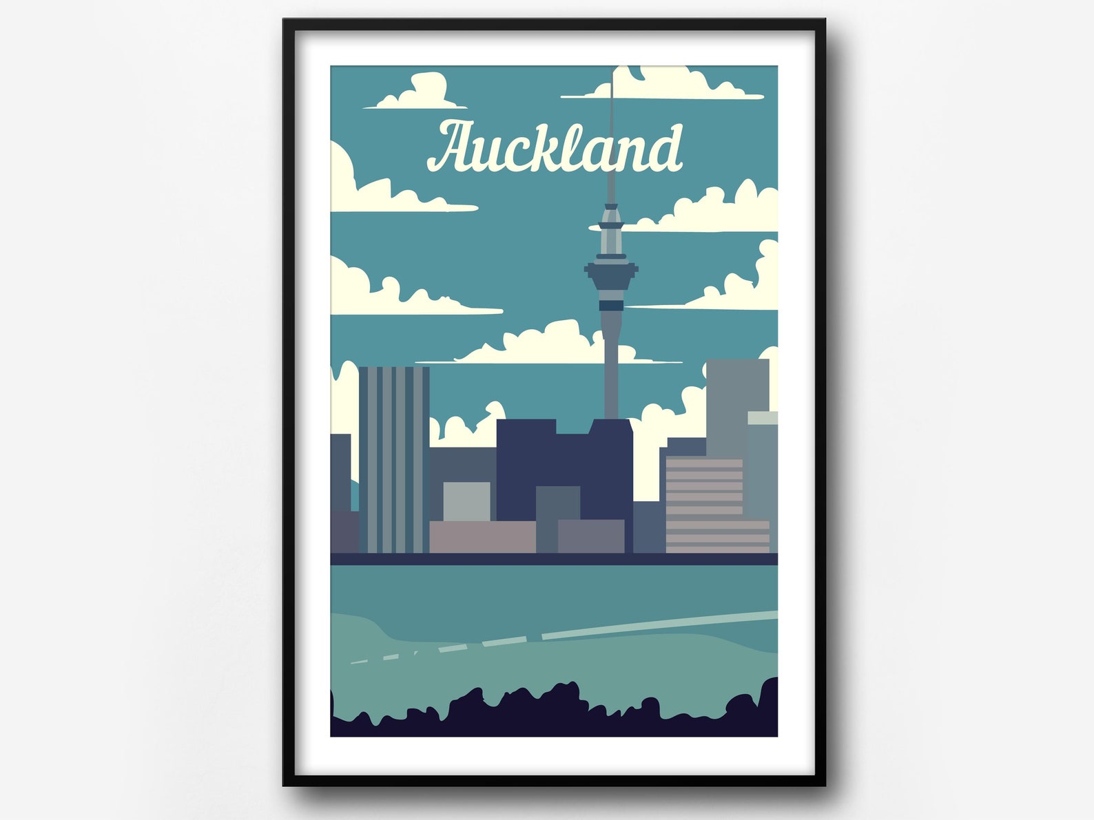 Auckland travel poster Auckland retro city poster New Etsy
