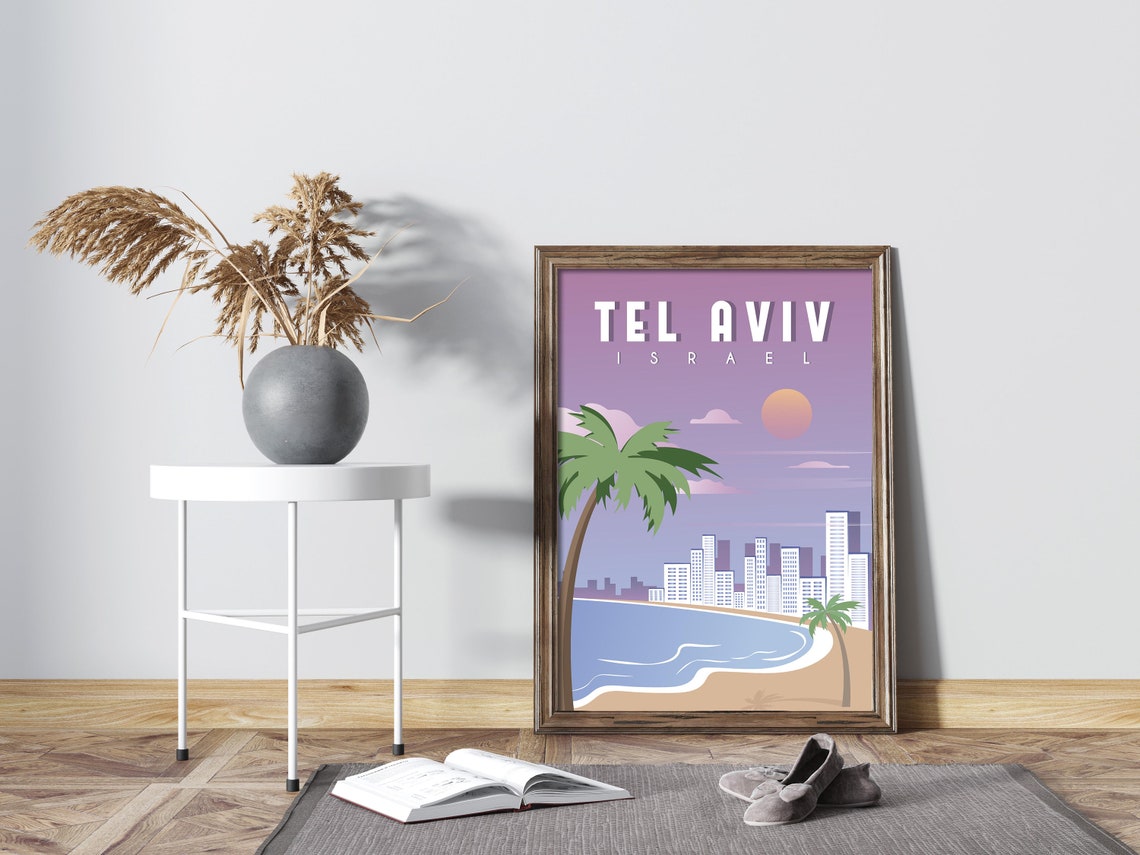 Tel Aviv travel poster Tel Aviv retro city poster Israel Etsy 日本