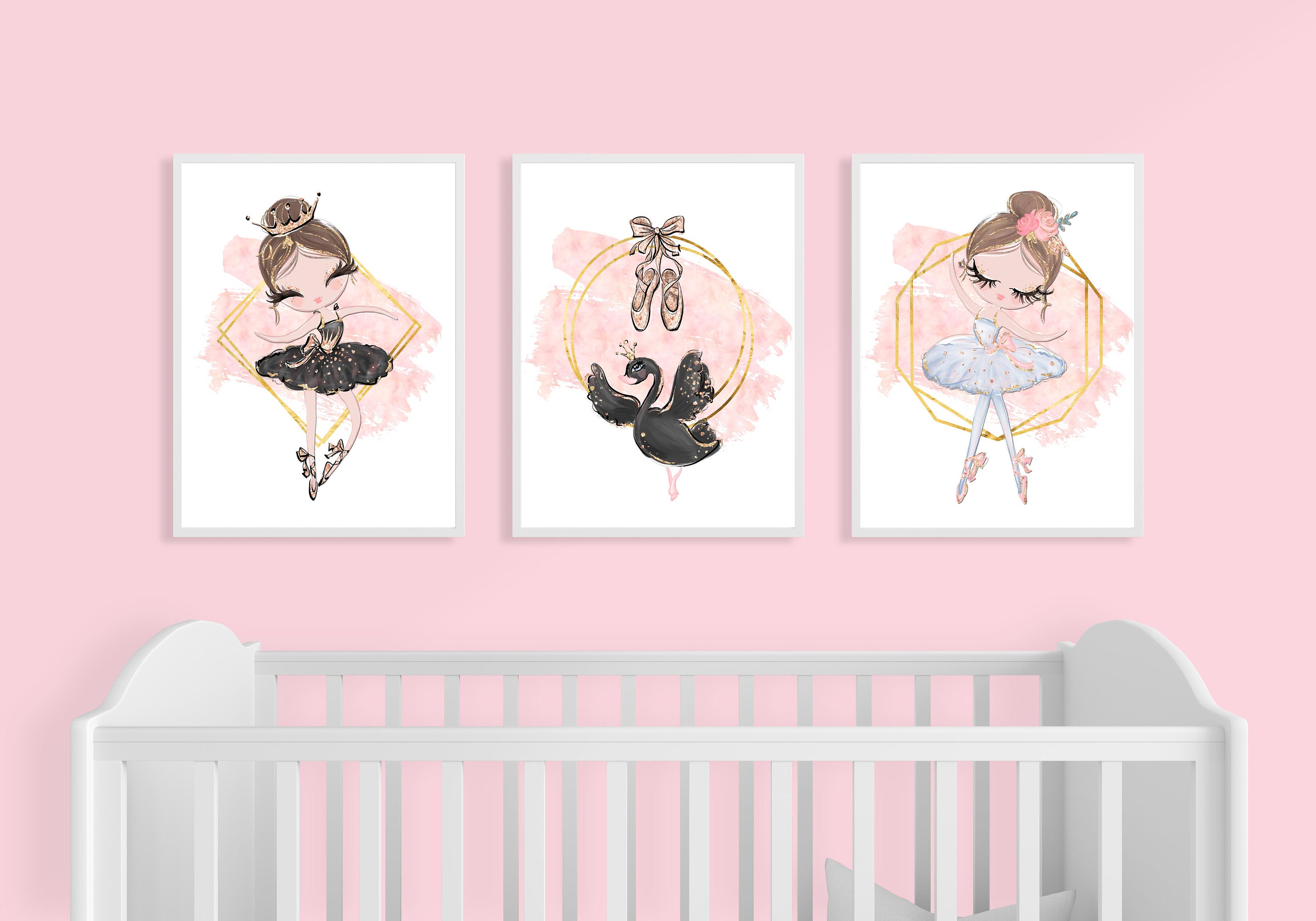 Ballerina Wandbild Brunette Ballerina Kinderzimmer Wanddeko | Etsy