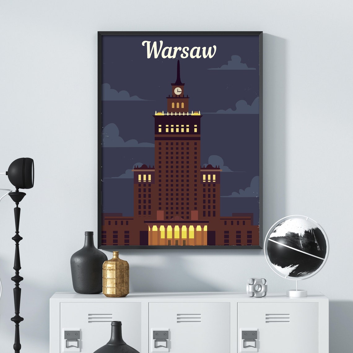 Warsaw Retro Travel Print Warsaw City Poster Poland Retro Etsy