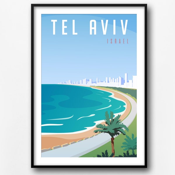 Tel Aviv Israel Reise Poster, Tel Aviv Retro Stadt Poster, Israel Reise Poster, Wohnzimmer Dekor, Tel Aviv Reise Wandkunst, Geschenk
