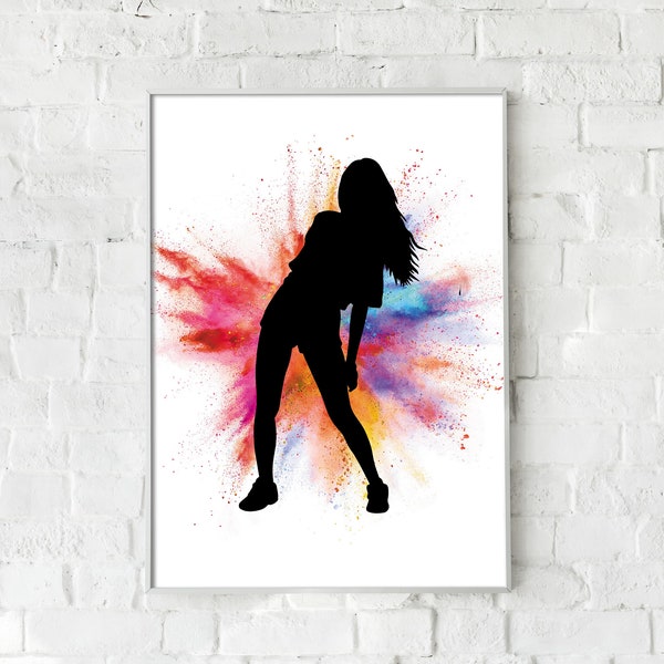 Contemporary dancer print, Modern style dancer poster, Abstract female dancer silhouette, extreme dance print, Girl's room decor