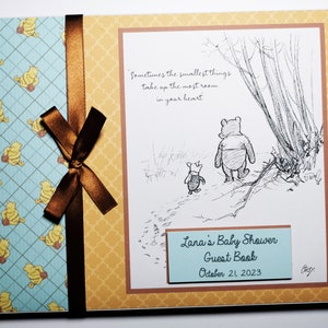 Livre d&#39;or personnalisé classique Winnie l&#39;ourson pour baby shower, livre d&#39;or classique d&#39;anniversaire de winnie boy, cadeau, souvenir