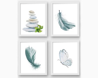 Set aquarelprint Zen-tuin: Calm Spa muurkunst