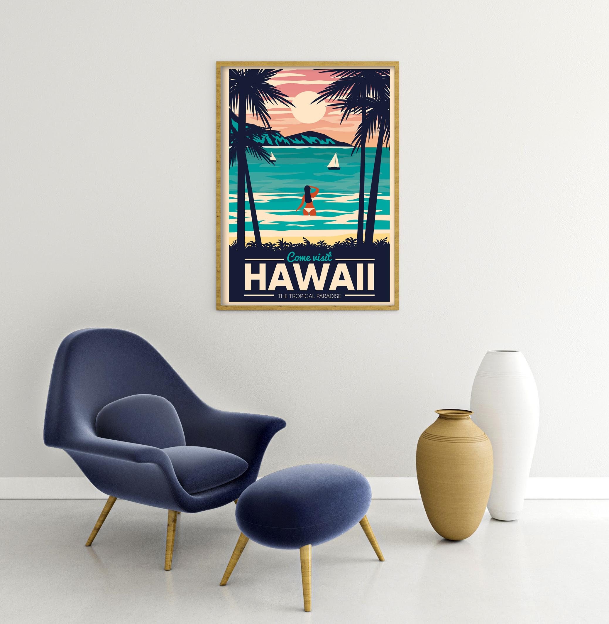 Hawaii Vintage Travel Poster Retro Travel Poster Hawaii - Etsy UK