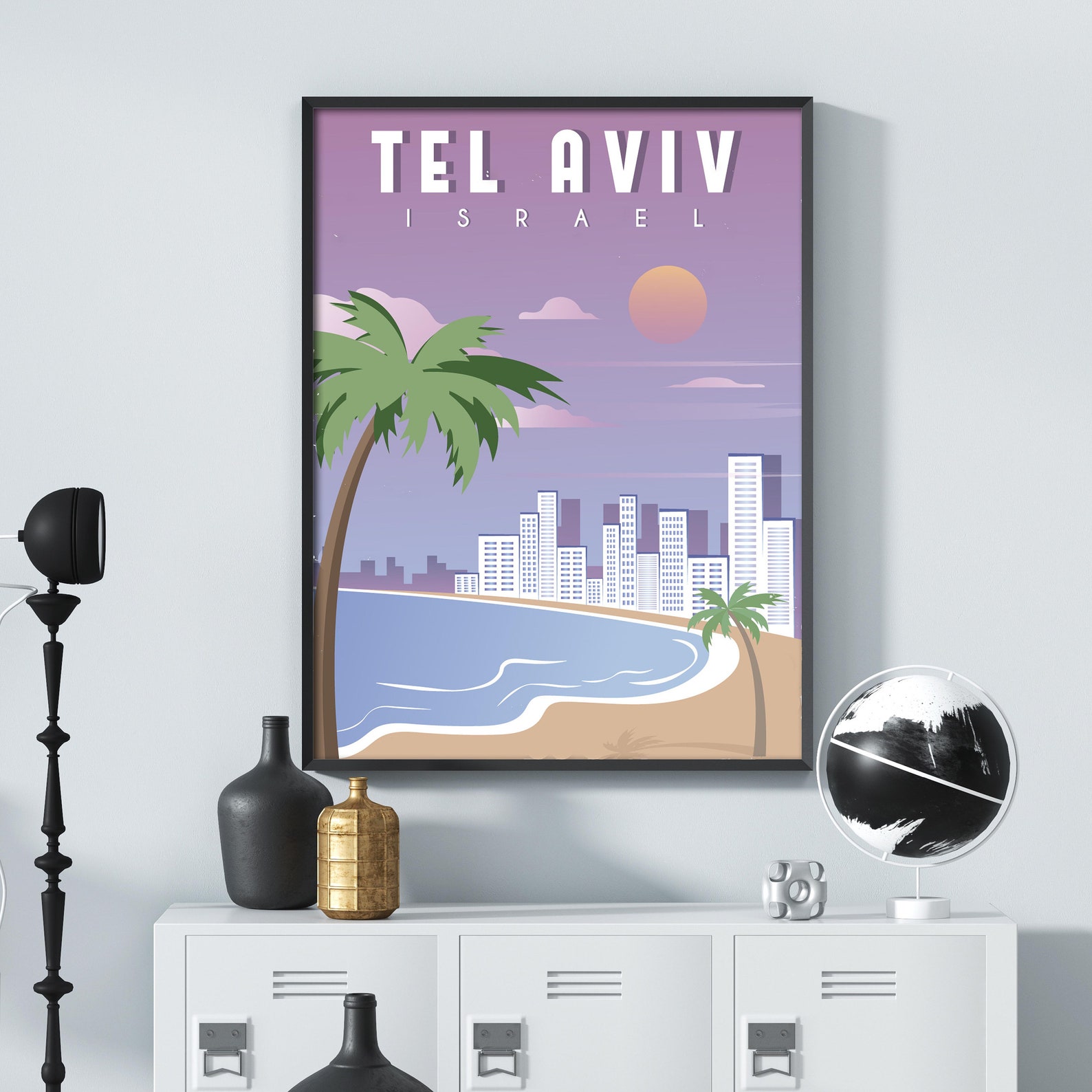 Tel Aviv travel poster Tel Aviv retro city poster Israel Etsy 日本