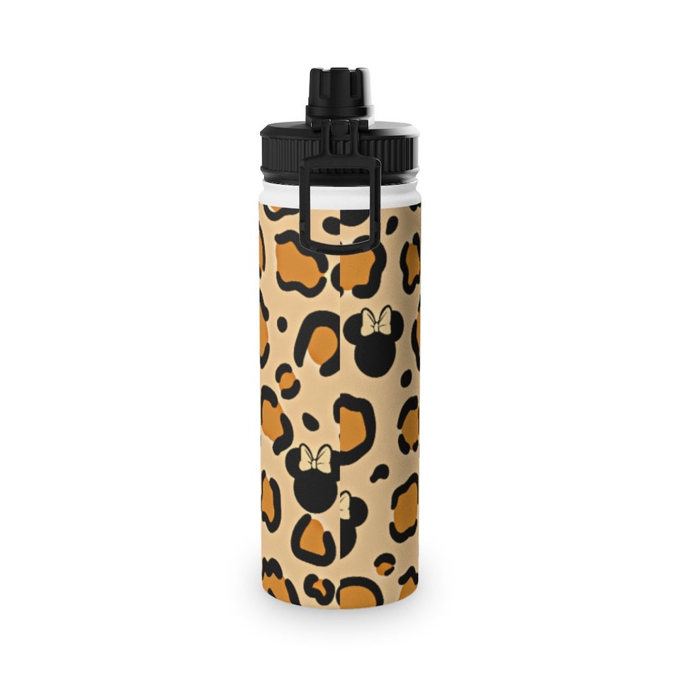 Cheetah Mouse In Brown Water Bottle, Sports Lid