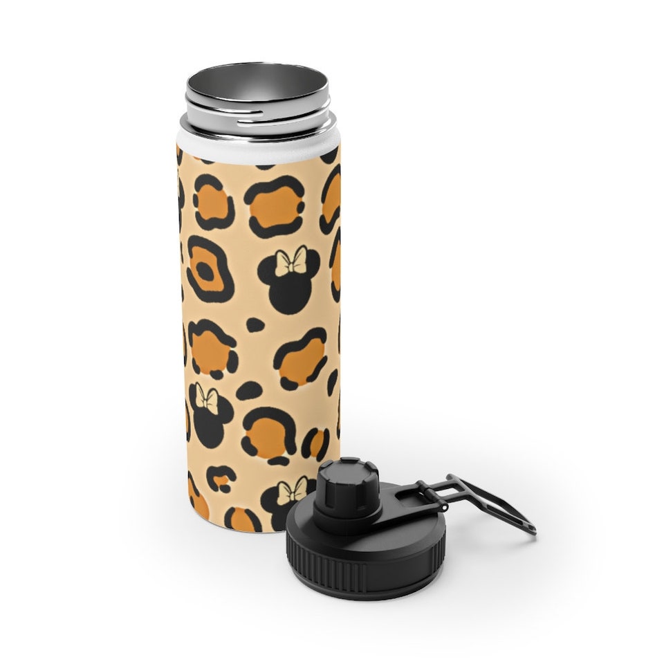 Cheetah Mouse In Brown Water Bottle, Sports Lid