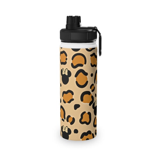 Cheetah Mouse In Brown Water Bottle, Sports Lid