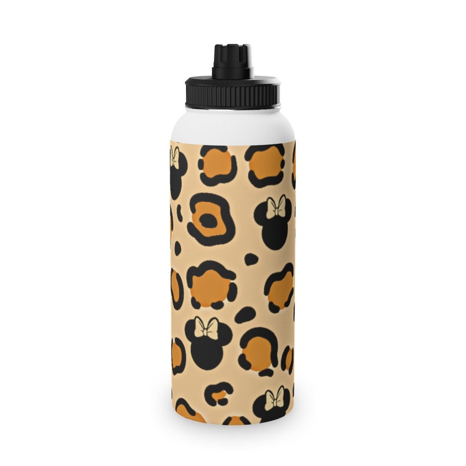 Cheetah Mouse In Brown Water Bottle, Sports Lid