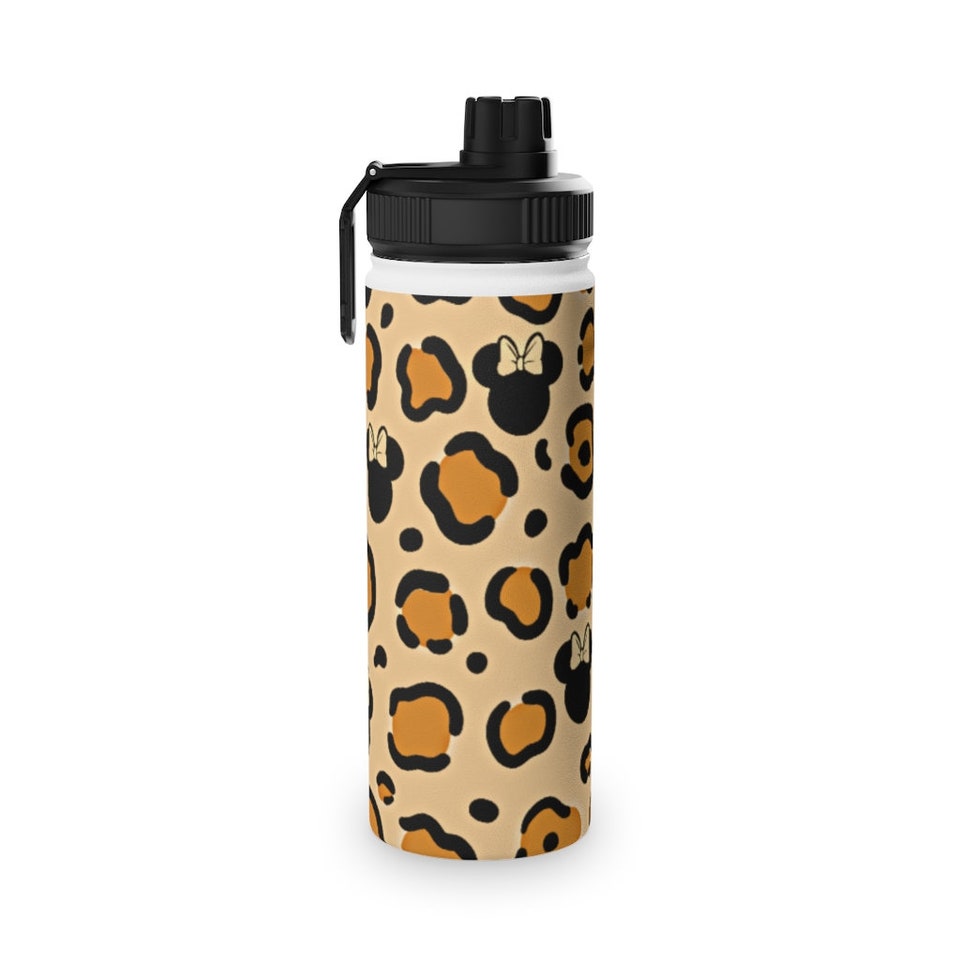 Cheetah Mouse In Brown Water Bottle, Sports Lid