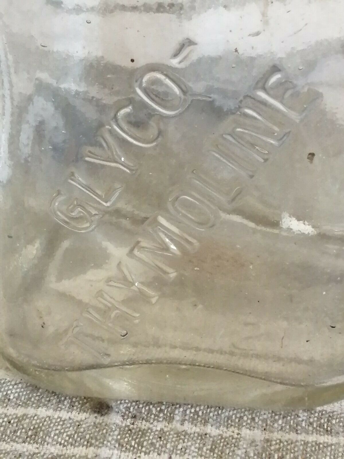 Vintage Ancien Bouteille Carré 1950 Médicament Officine Glycothymoline Curiosité