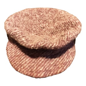 casquette vintage beige rayé marron laine mélangé taille 55 cm
