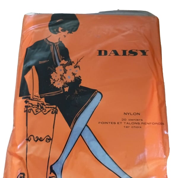 Vintage ancien paires de bas Daisy 1er choix 1960 taille 2 neuf de stock nylon