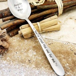 Personalised engraved dessert spoon-Christmas spoon gift-11 years wedding anniversary gift- spooning since-spoon pun-steel -pudding spoon