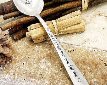 Personalised engraved dessert spoon-Christmas spoon gift-11 years wedding anniversary gift- spooning since-spoon pun-steel -pudding spoon