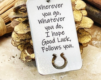 Good Luck Aluminum Keyring: Leaving Gift, Moving Away Present