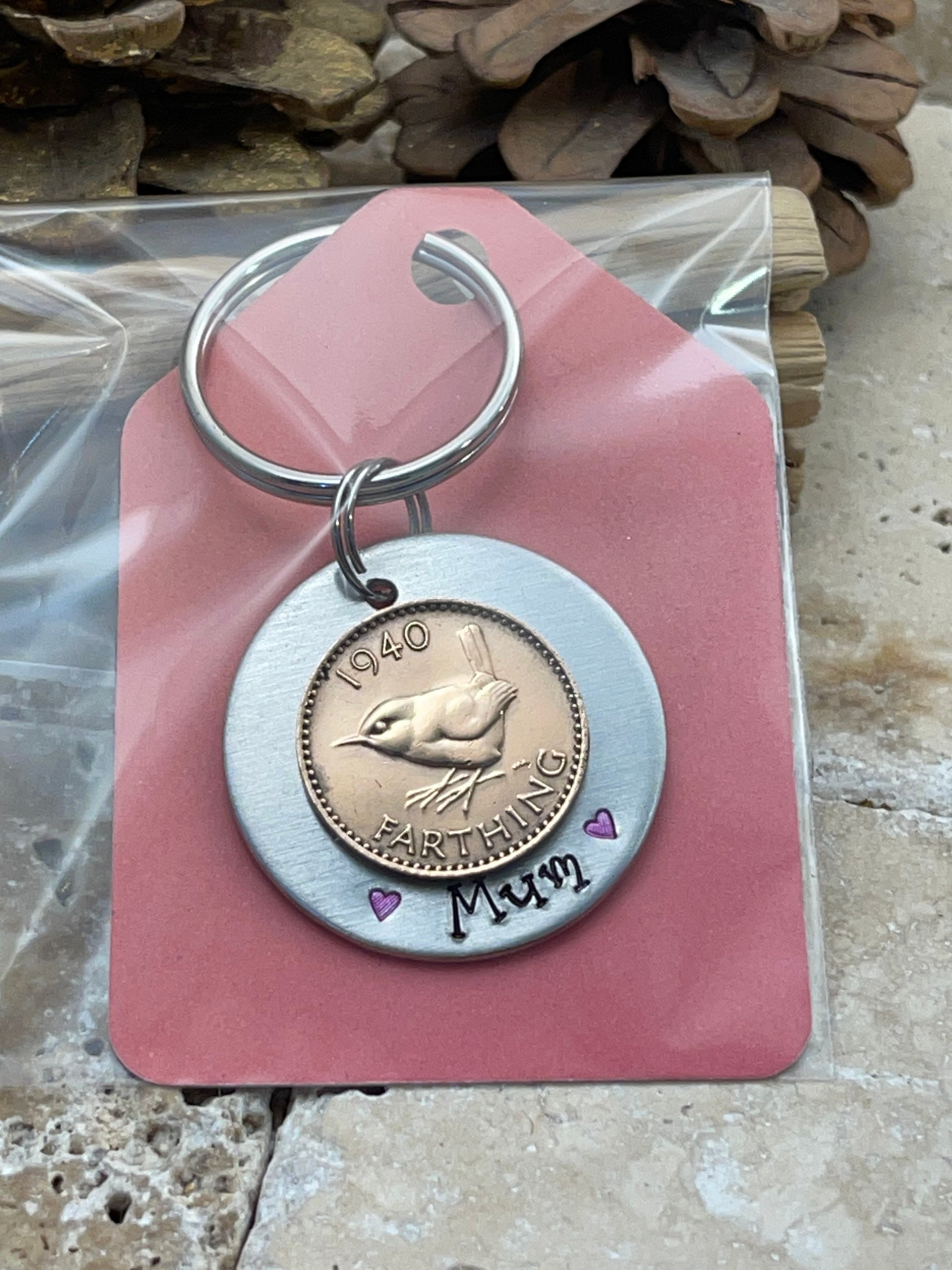 Coin Key Ringcoin Date Key Ring Farthing Key Ringspecial Etsy