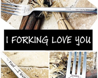 Engraved Fork – Funny Valentine's Gift, Personalized Anniversary Pun