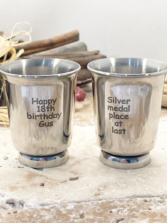 Stainless Steel Shot Glasses 40ml Personalised Engraved With Name  Customised Steel Shot Glass Personalised Shot Glasses 