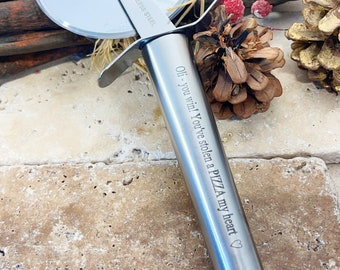 Personalized Pizza Cutter: Engraved Stainless Steel Valentine's Gift