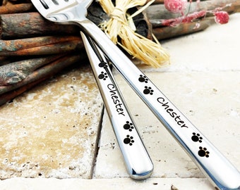 Personalized Pet Food Fork: Stainless Steel Dog/Cat Cutlery