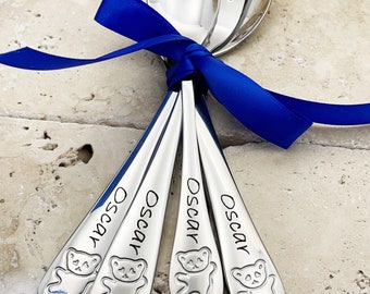 First Cutlery Set.Christening Gift. Toddlers Cutlery Set.Personalised Cutlery Set.Silver Spoon.1st Birthday Gift.Keepsake.Baptism.New Baby