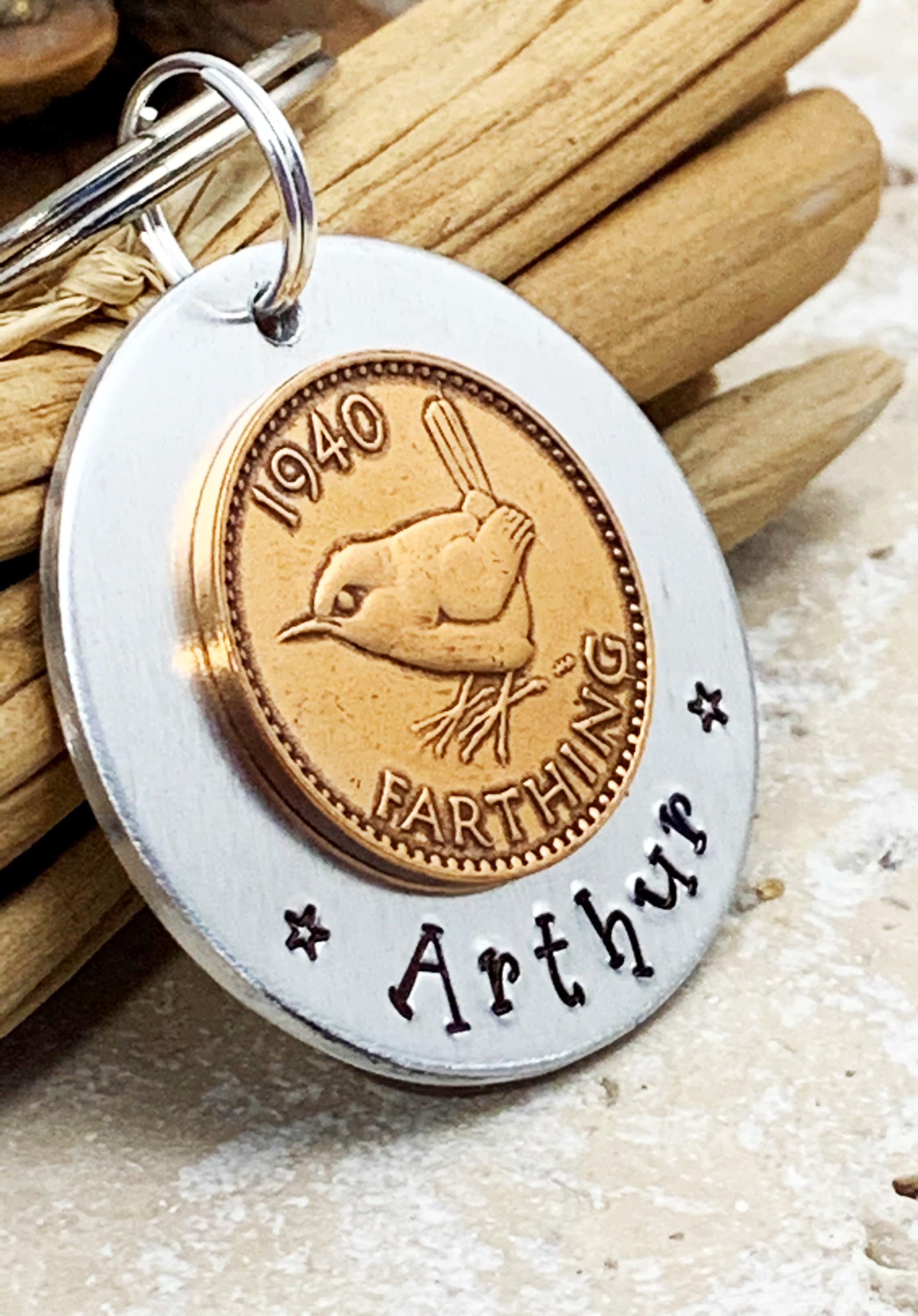 Coin Key Ringcoin Date Key Ring Farthing Key Ringspecial Etsy