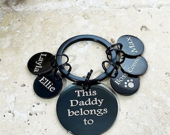 Personalized Daddy Keyring - Black Stainless Steel Father's Day Gift