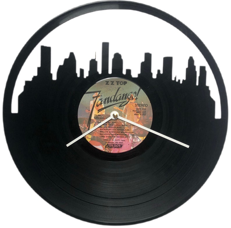 Houston Skyline Vinyl Record Clock ZZ Top